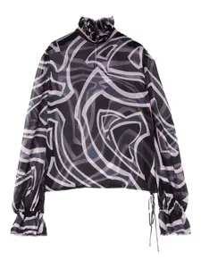 Блузка с объемными рукавами и принтом labirinto Pucci, черный