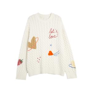 ELLE Трикотажный свитер женский Ecru с круглым вырезом Moderate