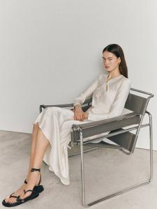 Атласное платье миди с вырезом freya Ghost, слоновая кость