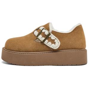 Женские зимние ботинки AGSDON замшевые с флисом, каштановый