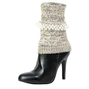 Вязаный гетр с ажурной отделкой Memoi, Lt Gray Heather