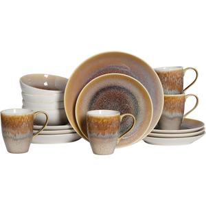 Сервиз Kombi Caldera, Комби-сервис, 16 предметов с реактивной глазурью Creatable, песочный