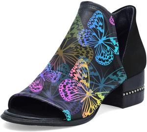 Женские ботильоны XYD с острым вырезом, массивным каблуком, открытым носком, заклепками, боковой молнией, повседневные и праздничные туфли, Butterfly