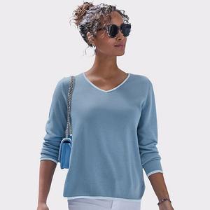 Женский свитер с контрастной отделкой Lascana, Blue And Light Blue