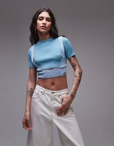 Топ House of Sunny Olympus из многослойного ребристого материала небесно-голубого цвета