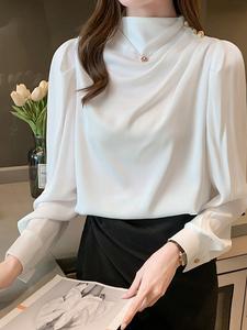 Блузка с драпировкой и пуговицами, женская блузка Doux Belle, цвет White