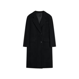 ELLE Пальто женское Black с воротником пиджачного типа умеренного прямого кроя