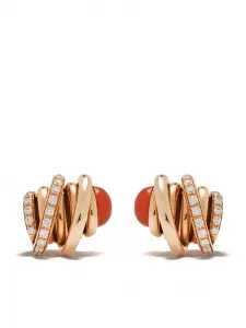 Золотые серьги-гвоздики с сердоликом и бриллиантами De Grisogono, розовый
