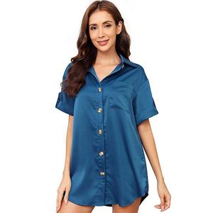 Женская пижама-ночнушка с V-образным вырезом и короткими рукавами Seoria, Blue