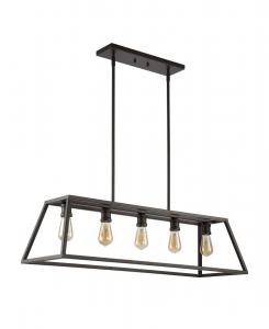 Подвесной светильник Floyd с 5 регулируемыми плафонами, выполненный из железа в стиле кантри, с регулируемой яркостью и светодиодной подсветкой Jonathan Y, черный