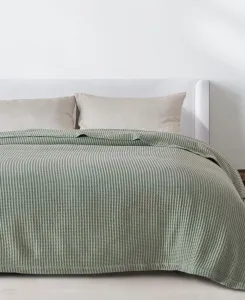 Хлопковое одеяло с вафельным плетением Linery & Co, эвкалиптовый