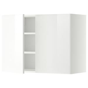 Настенный шкаф с полками/2 дверцами, белый/Ringhult белый, 80x60 см IKEA Metod