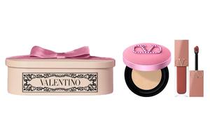 Valentino Набор косметики Pink Velvet Cushion Lip Cream Box - легко растушевывается, стойкий, 6,5 мл+12 г