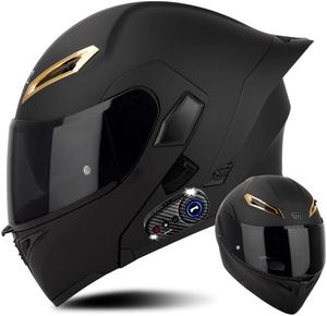 Шлем мотоциклетный Yagteycll, черный / золотой