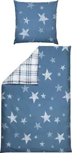 Двустороннее постельное белье , синее, 1x 155x240 см + 1x 80x80 см Erwin Müller