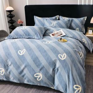 LUOLAI HOME Комплект постельного белья 1,5 м, 4 предмета, простыня, пододеяльник 180x220 см, 2 наволочки, цвет one mind one heart blue