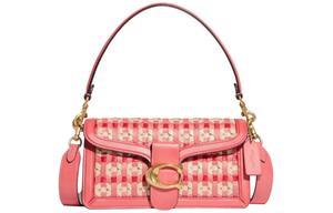 Кожаная сумка через плечо с одной лямкой среднего размера яркого кораллового цвета COACH