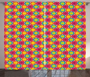 Шторы ABAKUHAUS в стиле Абстрактный деревенский, геометрические шестиугольники в стиле ретро, универсальные ленточные шторы для гостиной с петлями и крючками, 280 x 225 см, разноцветные Abakuhaus