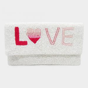 Сумка-клатч с бисерным узором в виде любовного послания FASHNZFAB, белый