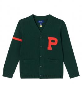 Хлопковый кардиган Polo Ralph Lauren Kids, Moss Agate Combo