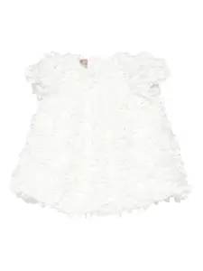 Платье с короткими рукавами и фактурой лепестков La Stupenderia, белый