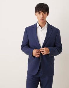 Блейзер классического кроя из отборной льняной смеси Malik темно-синего цвета Selected