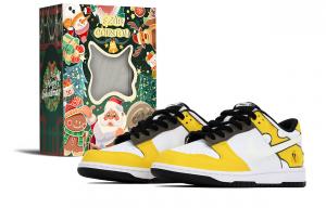 Nike Детские низкие кроссовки для скейтбординга Dunk Cheese, рождественская коробка, износостойкие, нескользящие, желтого цвета, для подростков