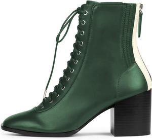 Женские ботильоны FSJ с квадратным носком, шнуровкой, на щиколотке, с массивным каблуком, задней молнией, модные челси, для вечеринок, короткие ботинки, размер 4-15 US, Dark Green