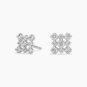 Серьги-гвоздики с бриллиантовой сеткой из белого золота 14 карат (1/3 карата) Blue Nile