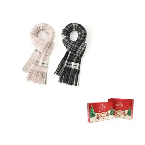 Jeep Искусственный кашемировый вязаный шарф унисекс, 2 Pack (Light Pink+Black White)