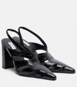 Кожаные лодочки-слингбэки с вырезом Alaïa, Noir