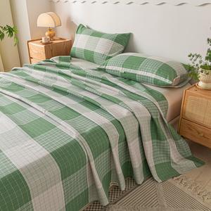 Avivi Простыня 200х240 см из грубого хлопка, зеленый мелкий клетчатый узор