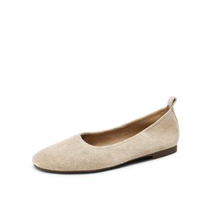 BOERDIQI Женские повседневные туфли-лодочки кремово-кофейного цвета с овчинной стелькой, цвет Creamy Coffee (Sheepskin Insole)