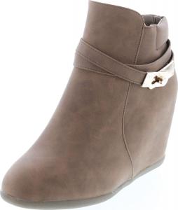 Женские удобные ботильоны Cici-9 с платформой и скрытым клиновидным каблуком, заостренный носок Static Footwear, Taupe