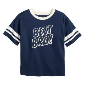Футболка с коротким рукавом и принтом в стиле varsity для мальчиков и малышей Jumping Beans, цвет navy best bro