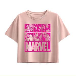 Футболка Boxy для девочек 7-16 лет Heroes Marvel, Light Pink