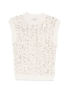 Жилет, украшенный пайетками Peserico, бежевый