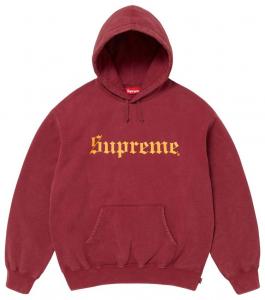 Толстовка Supreme Washed Old English Hooded Sweatshirt, красный