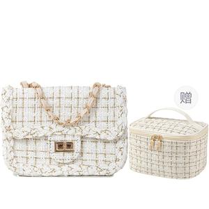 NATTY Кроссбод сумка через плечо маленькая женская белая черная, White+Comes with Exquisite Makeup Bag