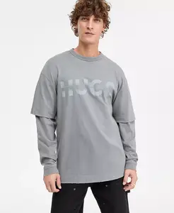 Nenzyon Hybrid-Sleeve Logo Футболка Hugo Boss, серый
