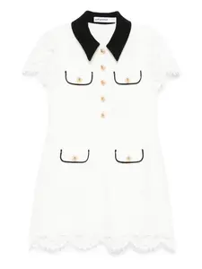 Кружевное платье с контрастным воротником Self-Portrait Kids, белый