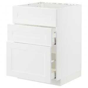 Базовая кабина с варочной панелью/вытяжкой и ящиком, белая/матово-белая Axstad, 60x60 см, Metod / Maximera IKEA