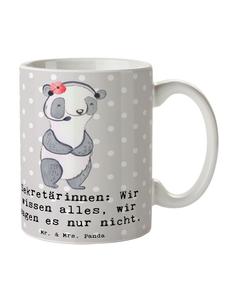 Кружка Секретарь/Хранитель секретов с надписью в пастельно-серых тонах Mr. & Mrs. Panda