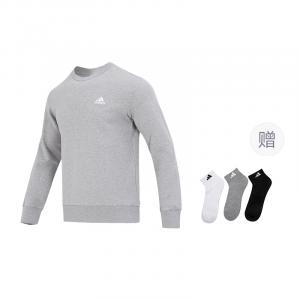 Мужские толстовки с круглым вырезом, средней толщины, стандартного размера Adidas, серый (comes with 3 pairs of adidas socks)