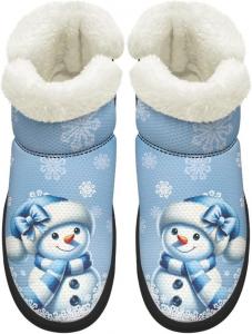 Сапоги KEIAHUAN EIAHUAN для женщин с меховым воротником, зимние теплые противоскользящие ботинки, удобные для улицы, Cute Snowman