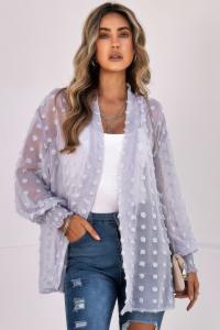 Polka Dot Kimono Loose Front Open Top TRUEDAMES, фиолетовый