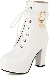 Женские модные массивные ботильоны на высоком каблуке MRKEWUNEY, 20 White