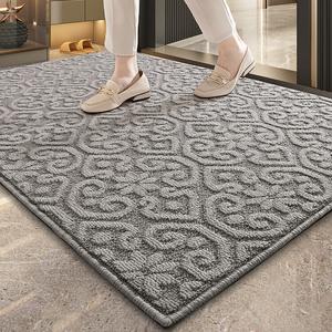 Dajiang Ковер 90х150 см для прихожей, утолщенный, износостойкий, грязеотталкивающий, цвет Kaimu Light Gray