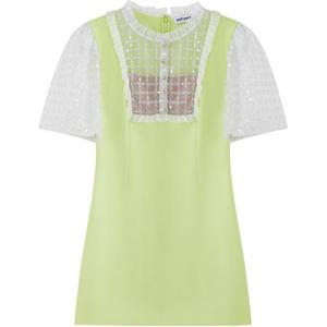 Self Portrait Платье короткое с коротким рукавом Женщины Фруктовый зеленый