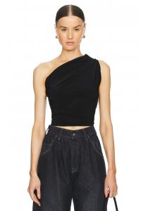 Крестьянский топ на одно плечо Norma Kamali, черный
